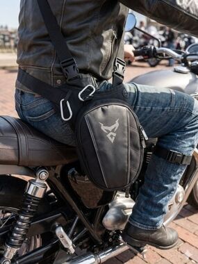 Moto Centric Black Sling Crossbody Bag with Reflective Logo - Unbranded
